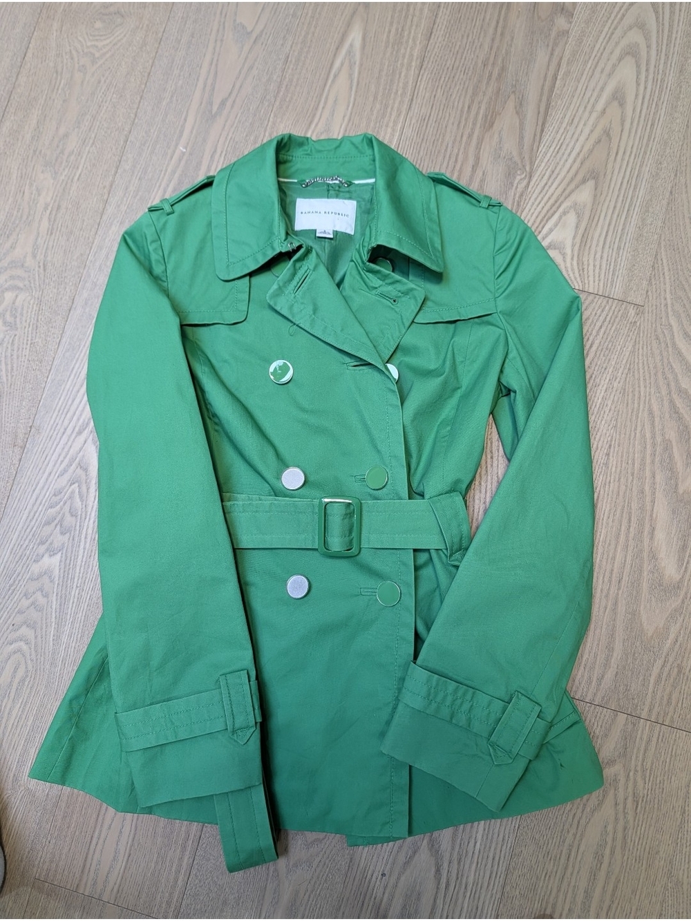 Banana Republic Bright Green Double-Breasted Trench Coat